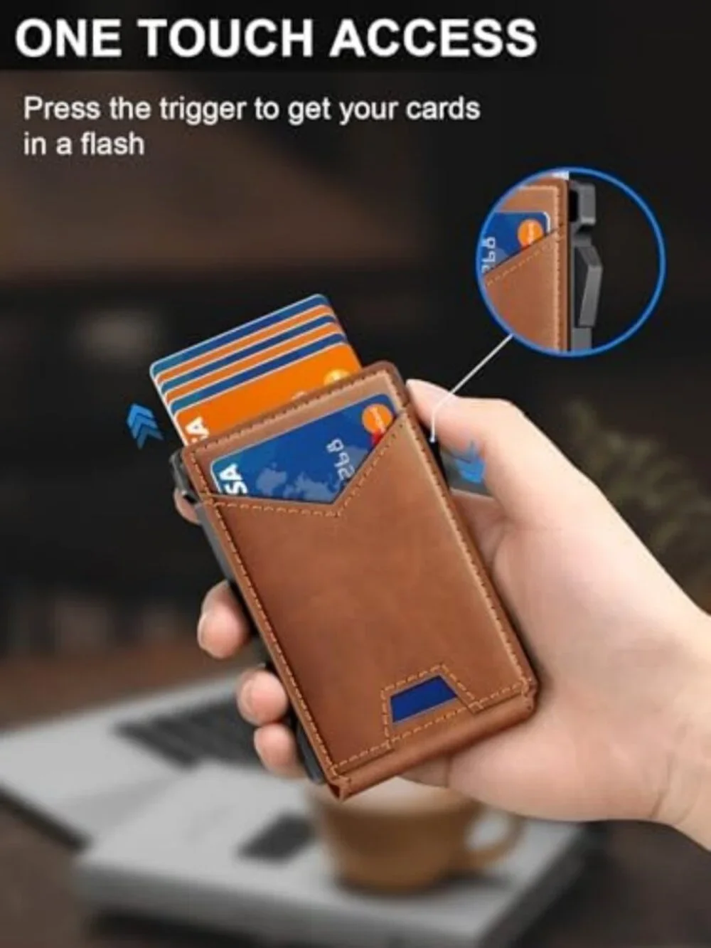 Slim RFID Wallet for Men, 2 ID Windows, Money Clip, Compact Card Holder